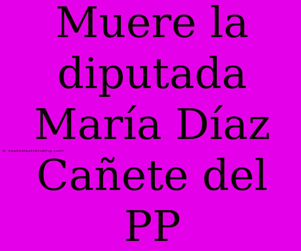 Muere La Diputada María Díaz Cañete Del PP