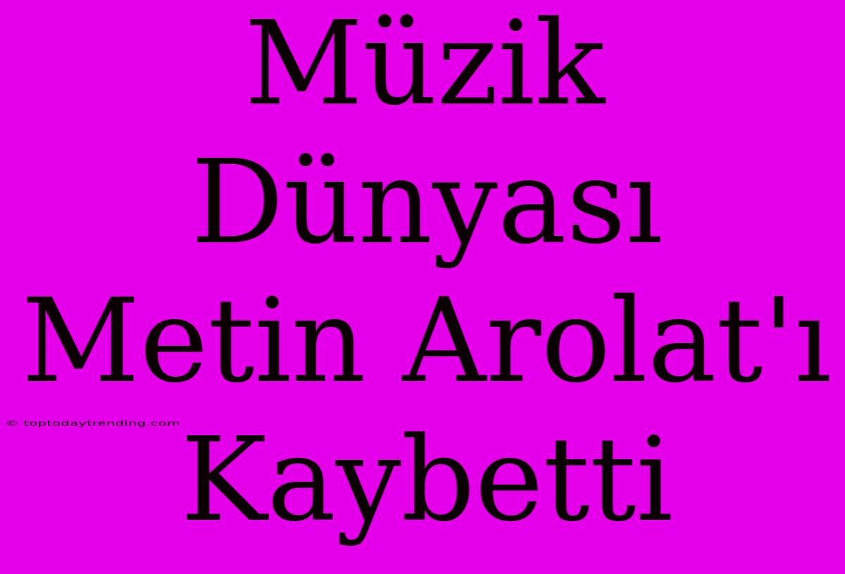 Müzik Dünyası Metin Arolat'ı Kaybetti