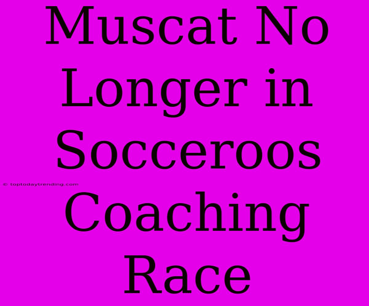 Muscat No Longer In Socceroos Coaching Race