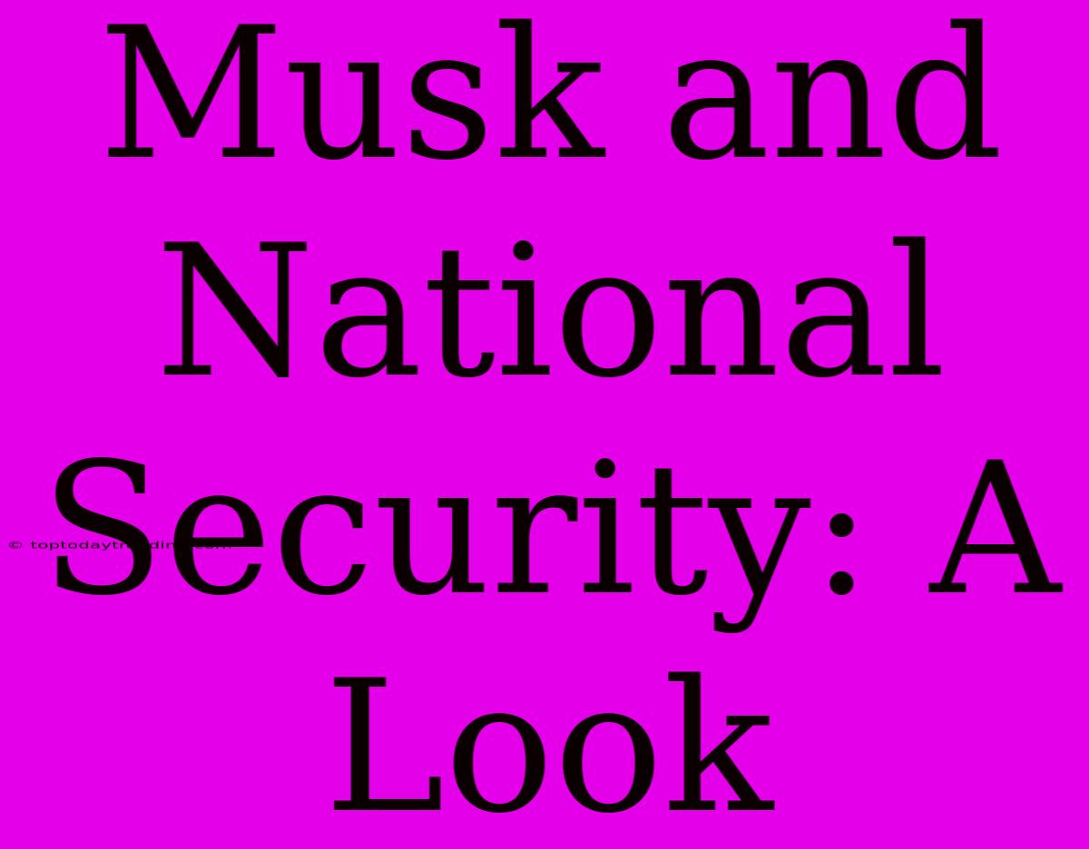 Musk And National Security: A Look