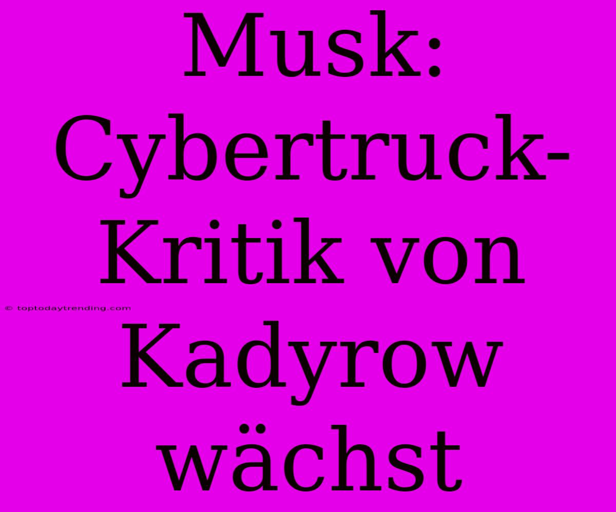 Musk: Cybertruck-Kritik Von Kadyrow Wächst