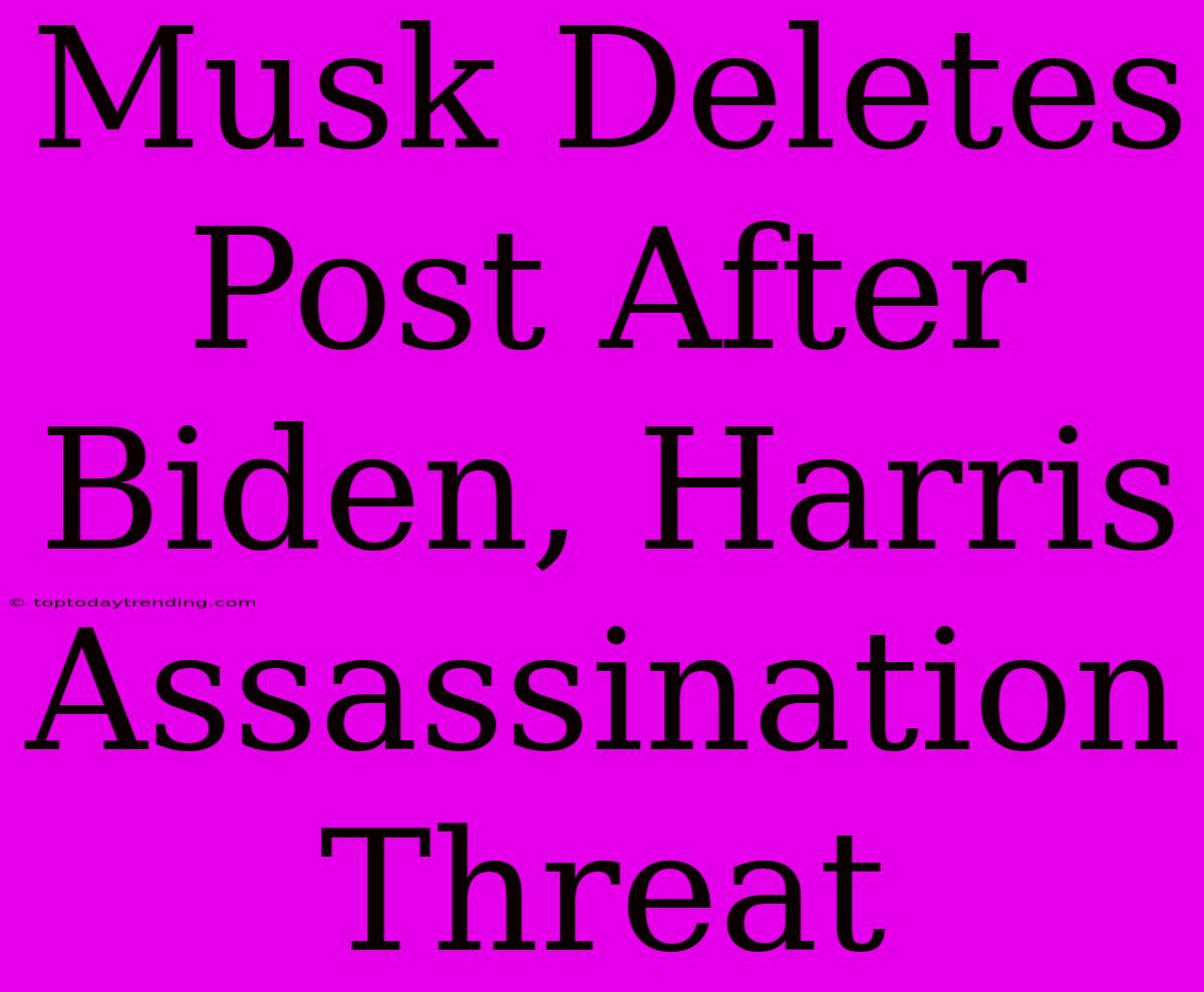 Musk Deletes Post After Biden, Harris Assassination Threat