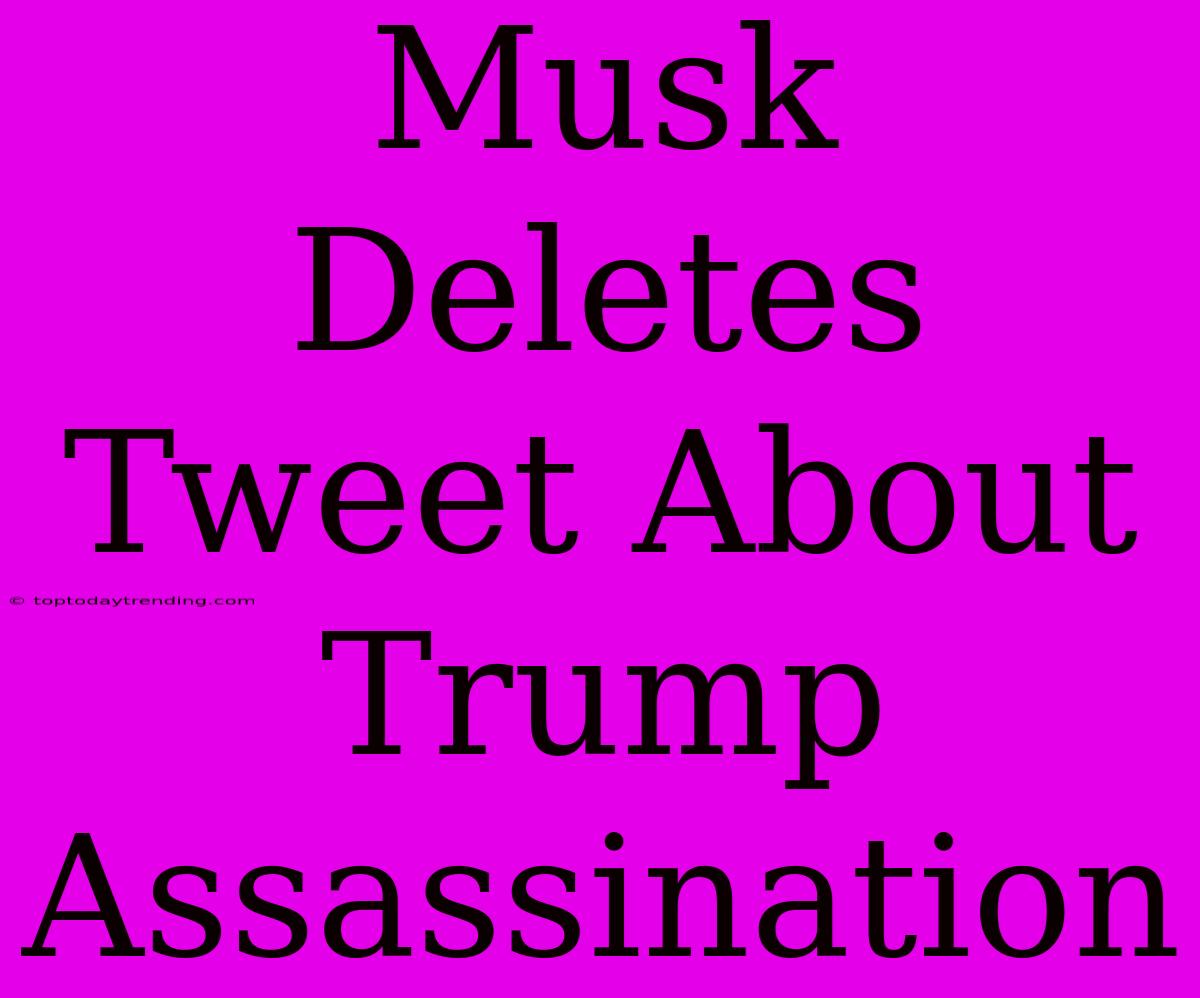 Musk Deletes Tweet About Trump Assassination