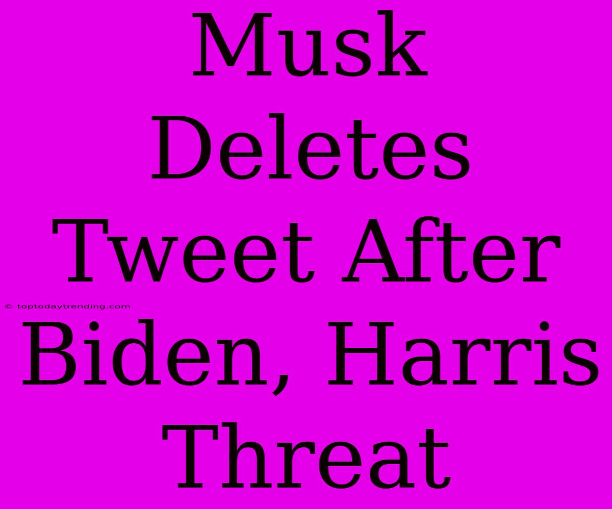 Musk Deletes Tweet After Biden, Harris Threat