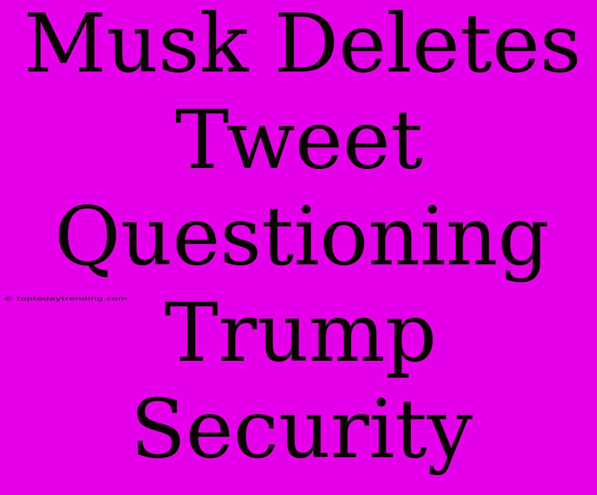 Musk Deletes Tweet Questioning Trump Security