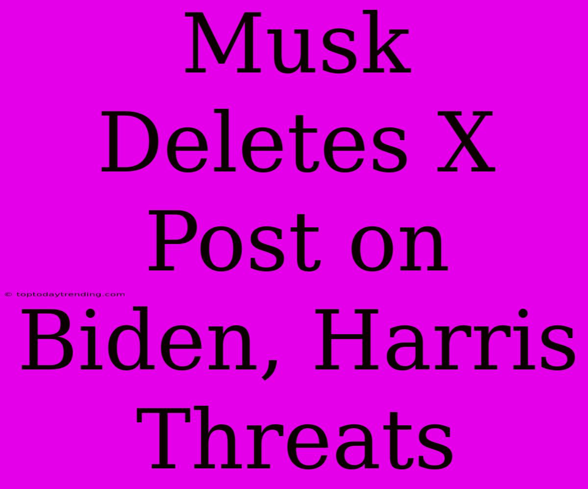 Musk Deletes X Post On Biden, Harris Threats