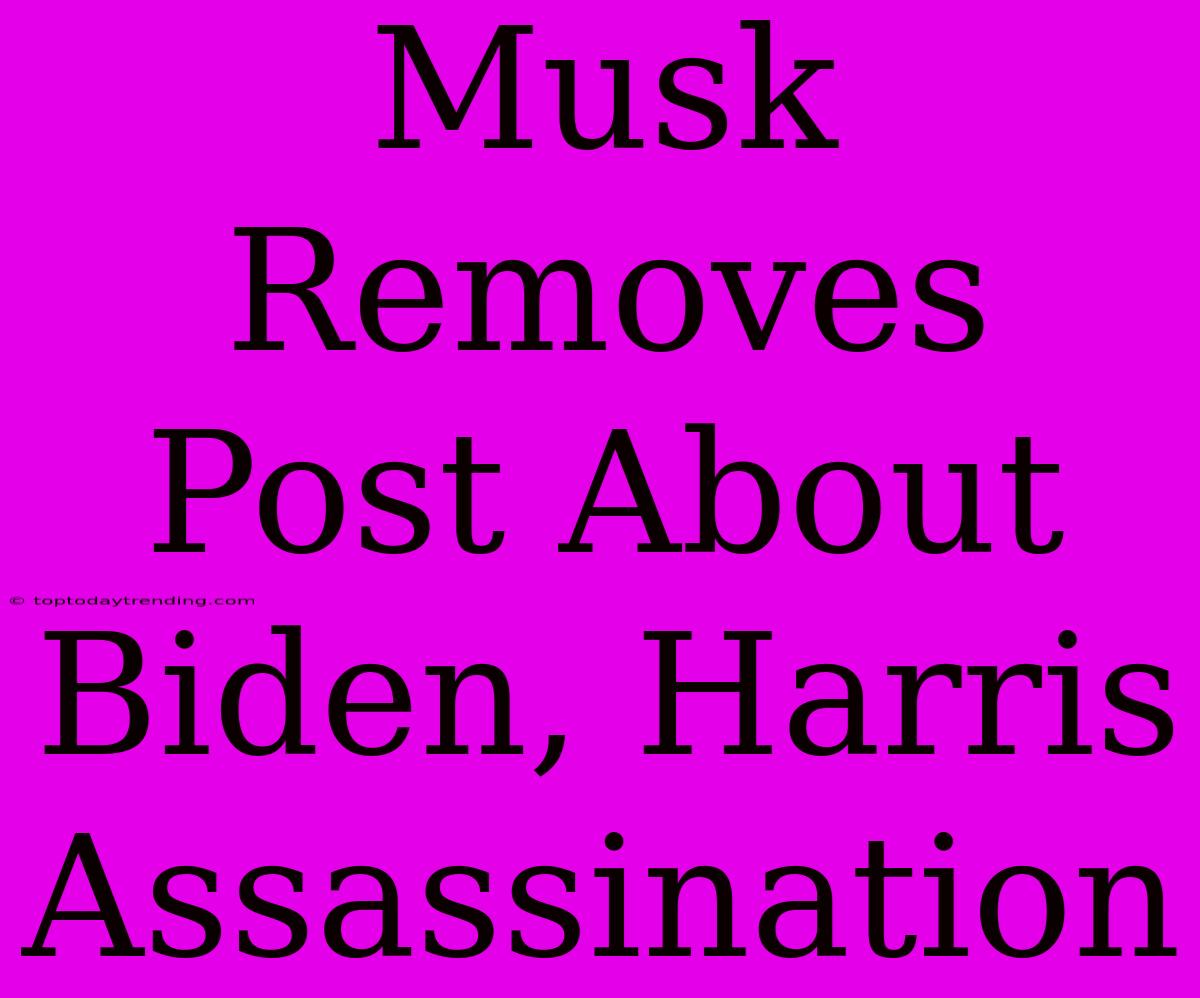 Musk Removes Post About Biden, Harris Assassination