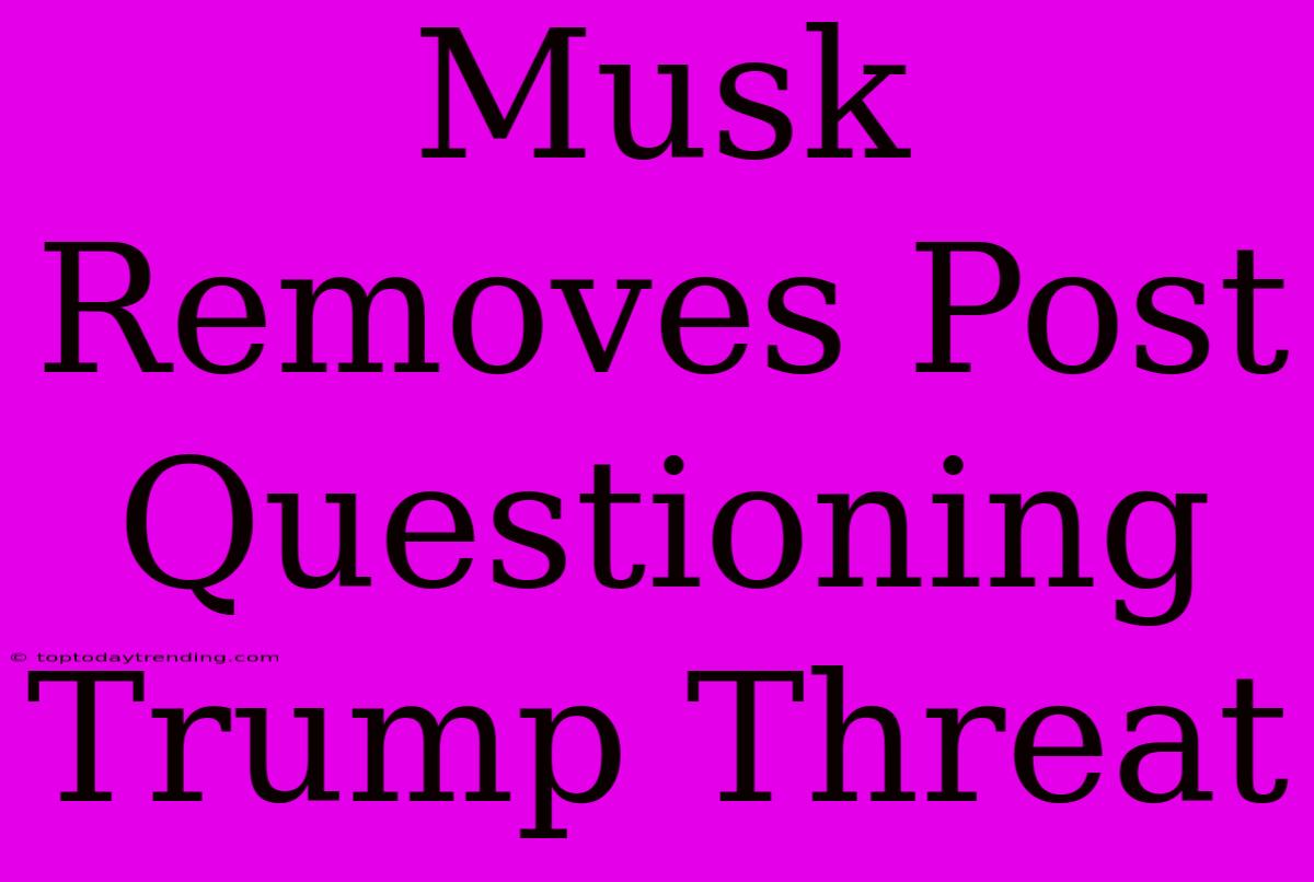 Musk Removes Post Questioning Trump Threat