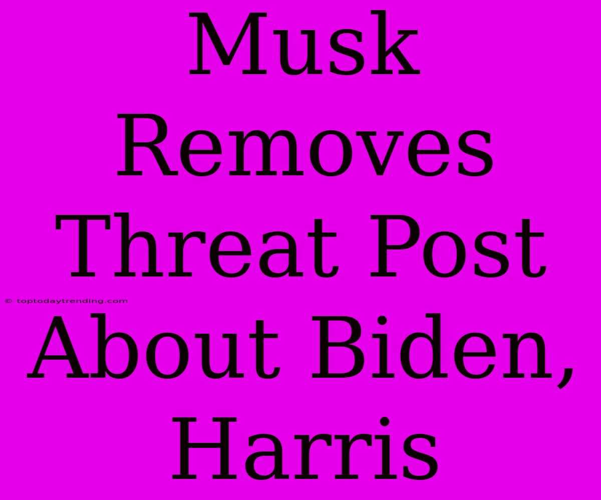 Musk Removes Threat Post About Biden, Harris