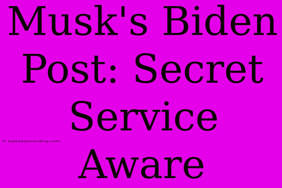 Musk's Biden Post: Secret Service Aware