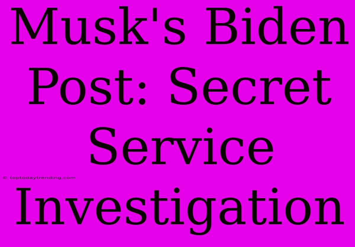 Musk's Biden Post: Secret Service Investigation