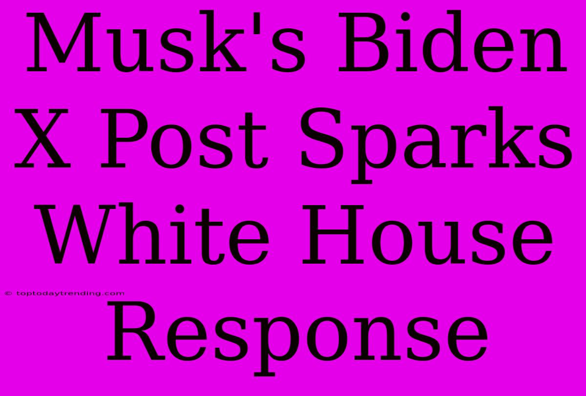 Musk's Biden X Post Sparks White House Response