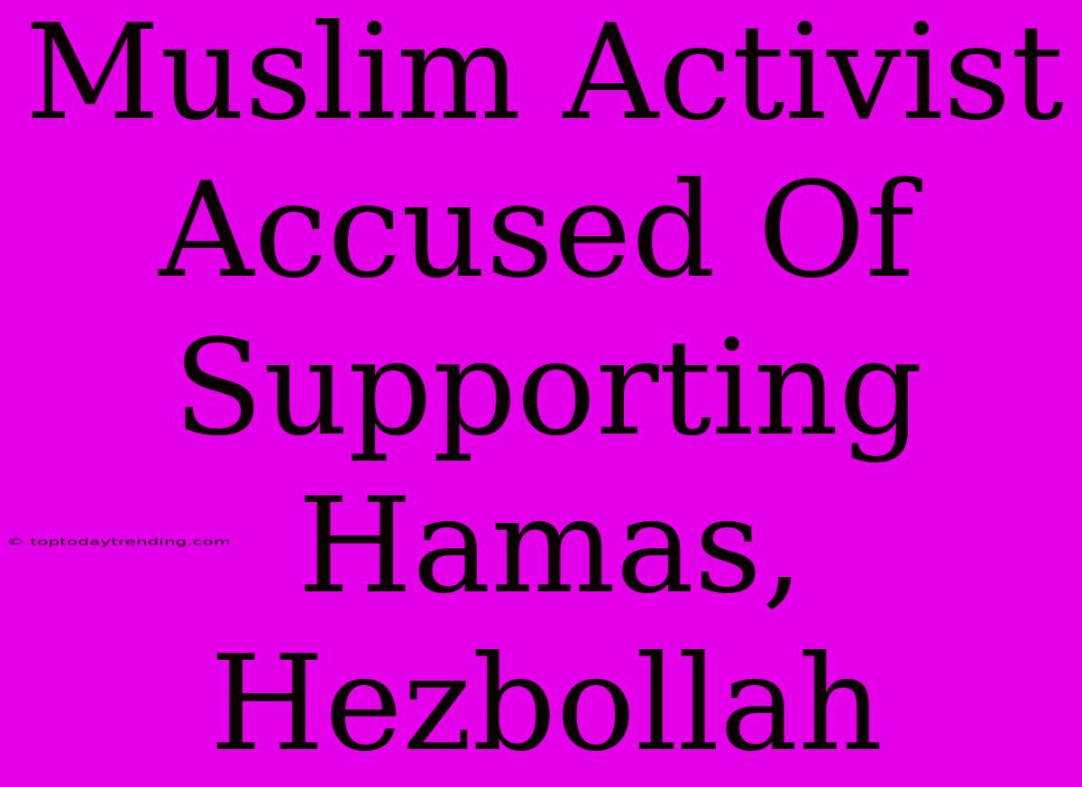 Muslim Activist Accused Of Supporting Hamas, Hezbollah