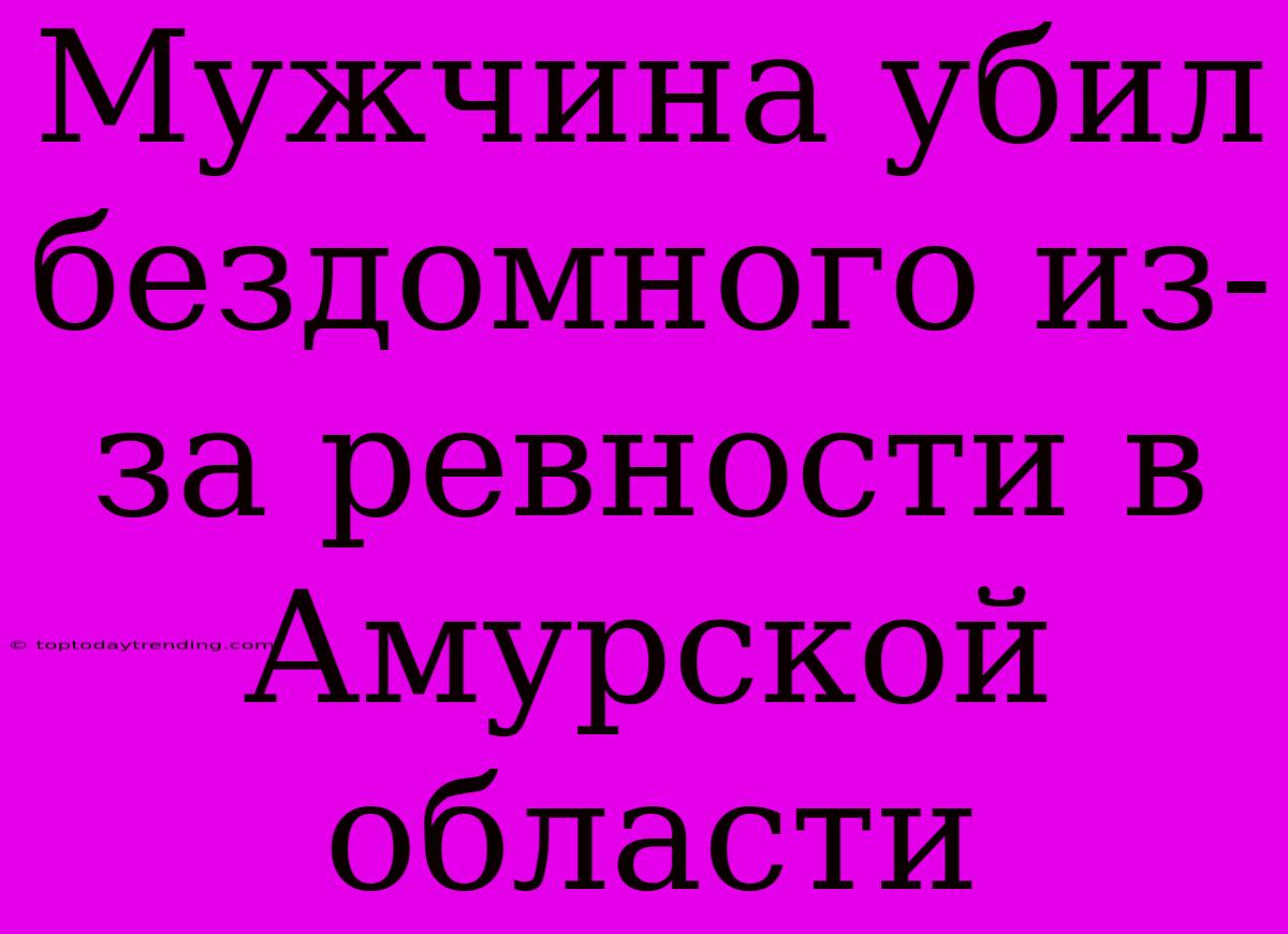 Мужчина Убил Бездомного Из-за Ревности В Амурской Области