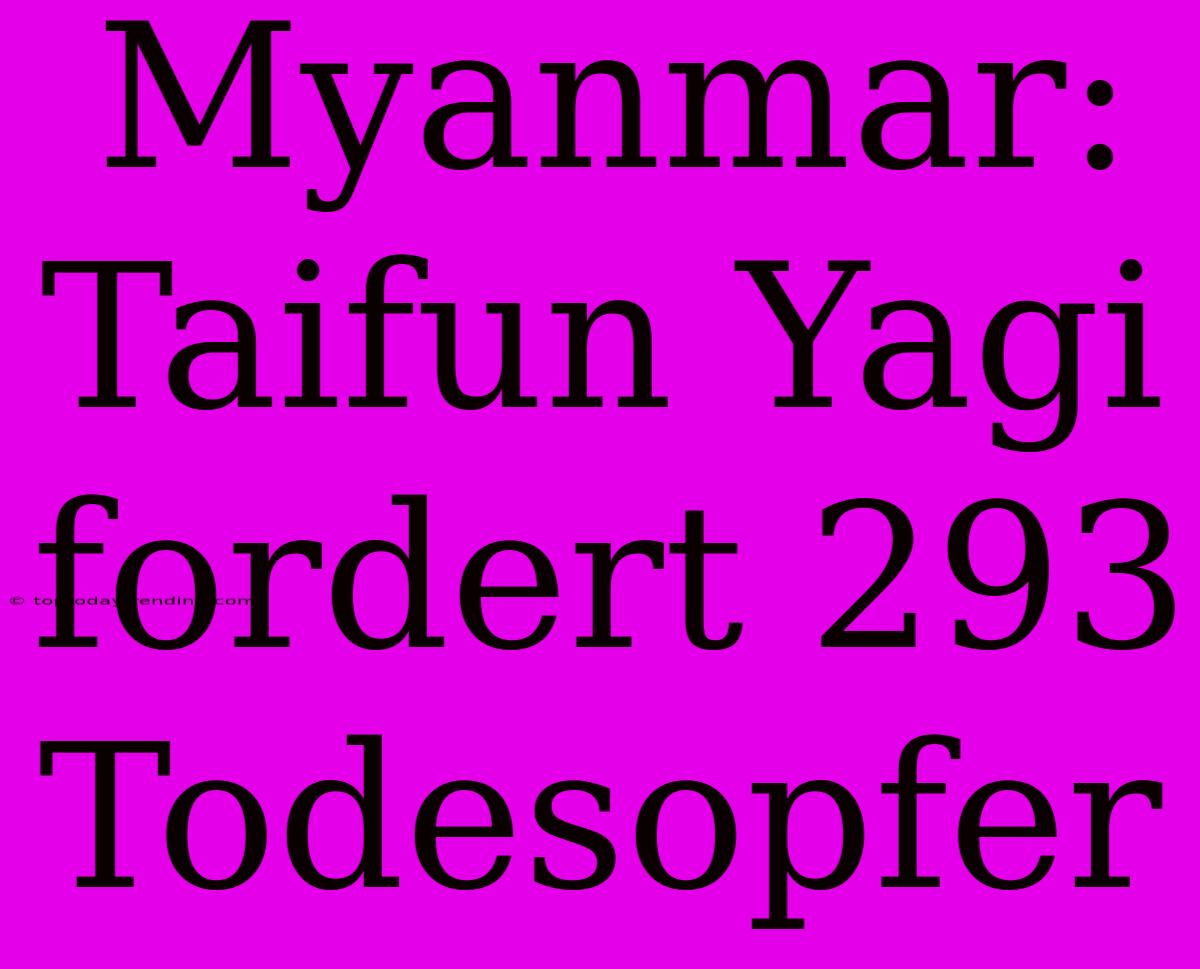 Myanmar: Taifun Yagi Fordert 293 Todesopfer