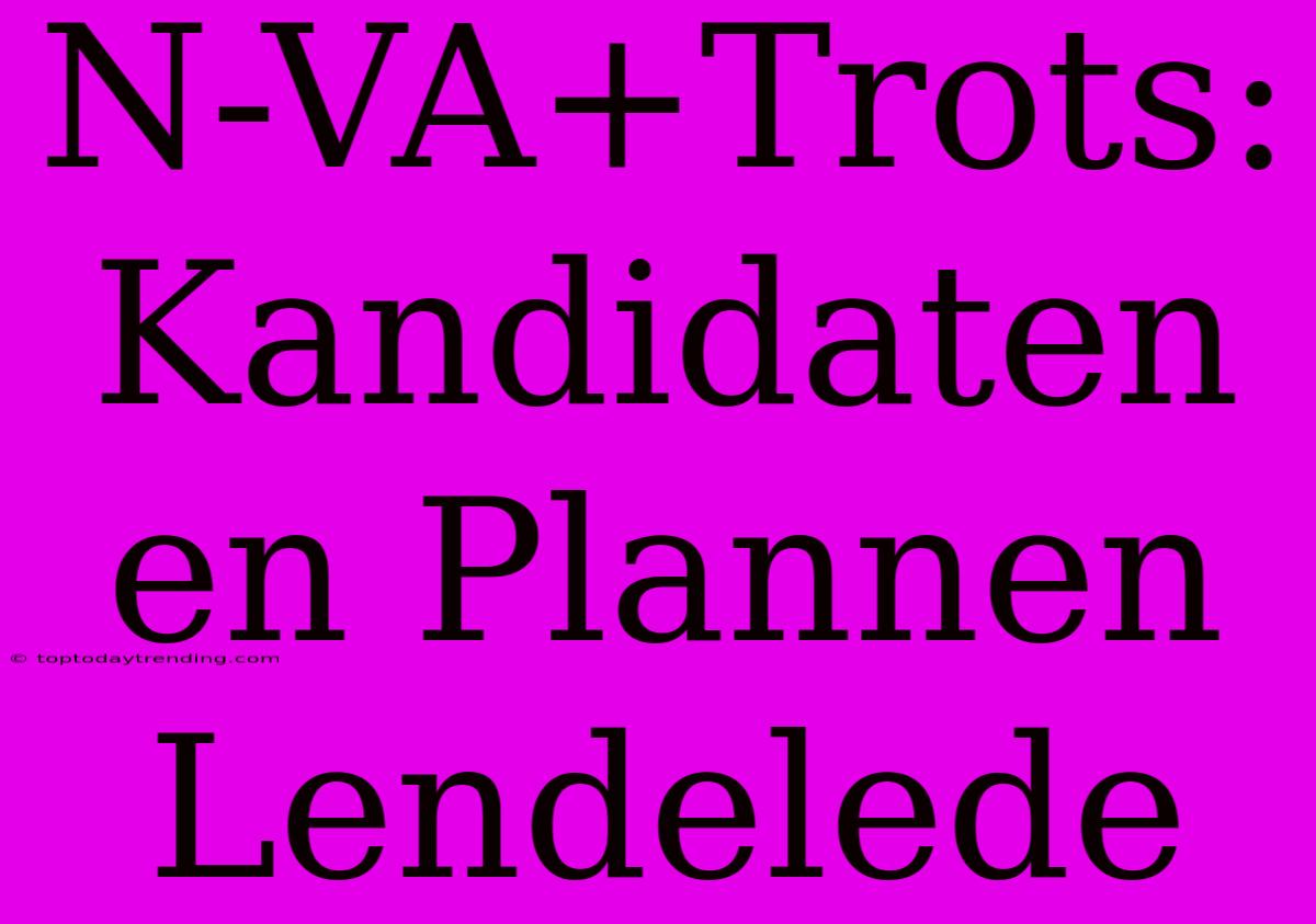 N-VA+Trots: Kandidaten En Plannen Lendelede