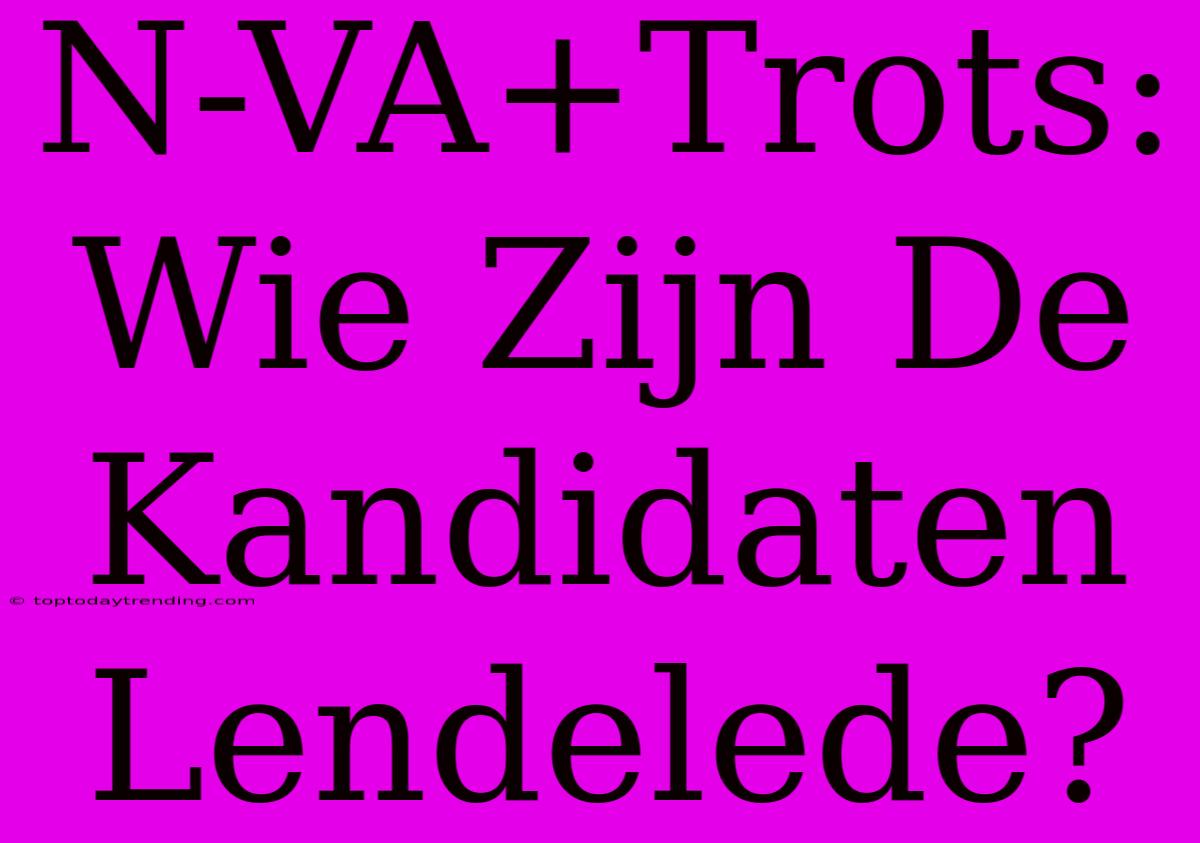 N-VA+Trots: Wie Zijn De Kandidaten Lendelede?