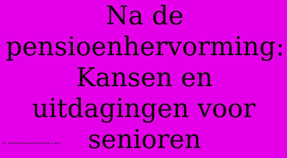 Na De Pensioenhervorming: Kansen En Uitdagingen Voor Senioren