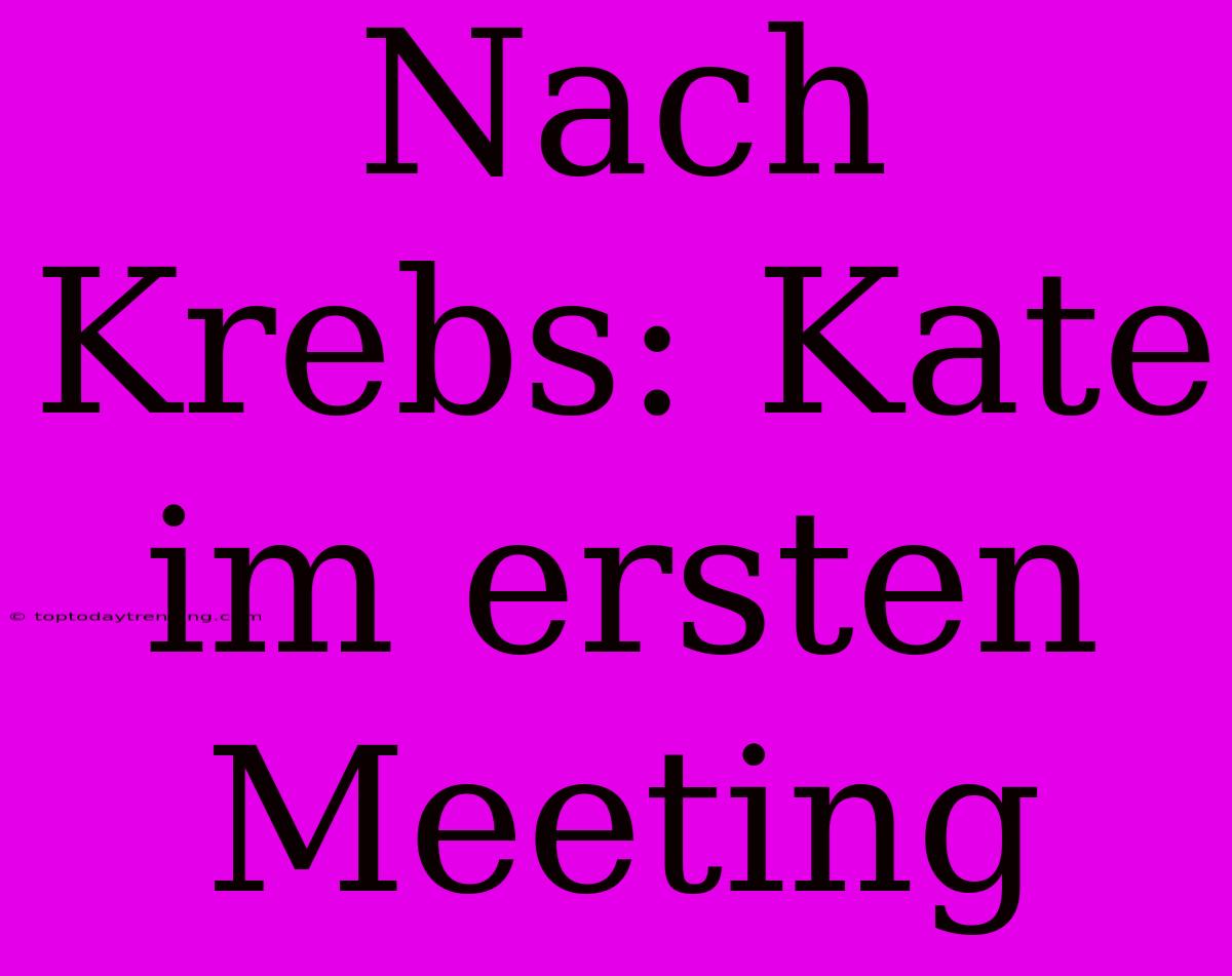 Nach Krebs: Kate Im Ersten Meeting