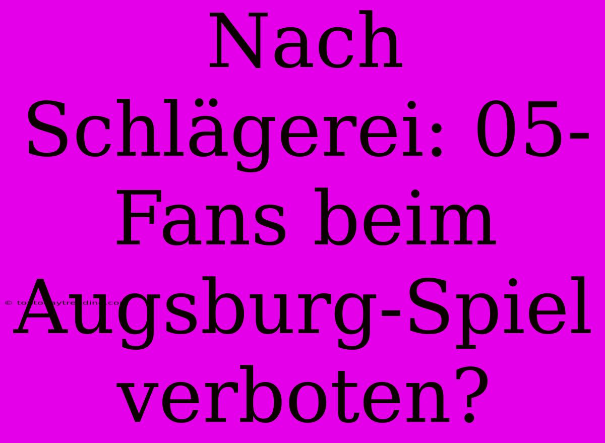 Nach Schlägerei: 05-Fans Beim Augsburg-Spiel Verboten?