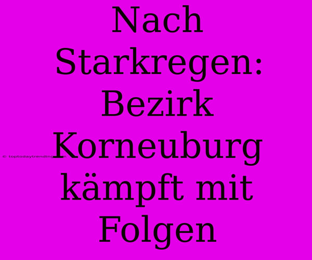 Nach Starkregen: Bezirk Korneuburg Kämpft Mit Folgen