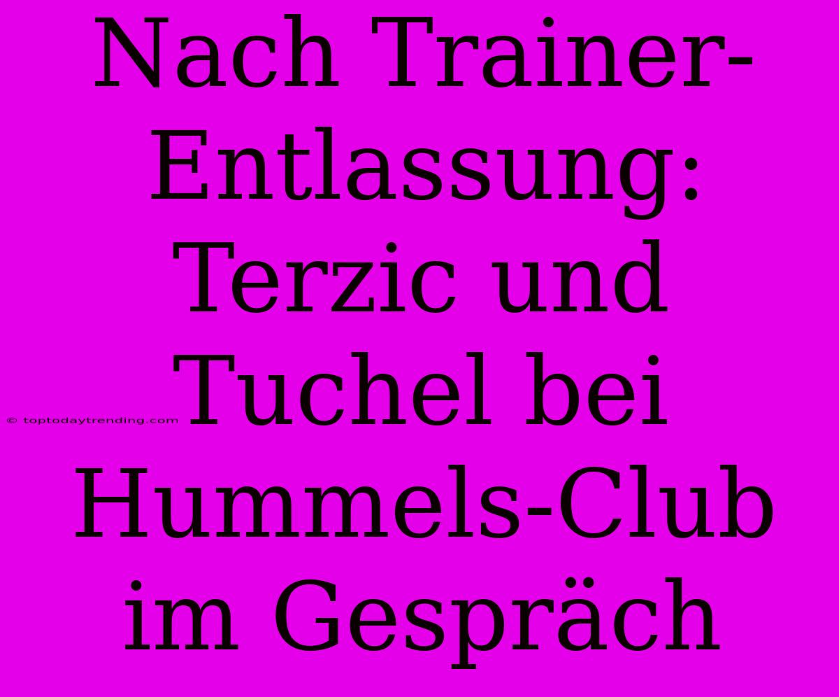 Nach Trainer-Entlassung: Terzic Und Tuchel Bei Hummels-Club Im Gespräch