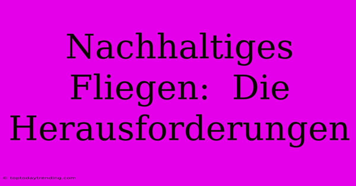 Nachhaltiges Fliegen:  Die Herausforderungen