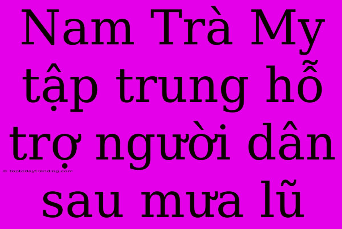 Nam Trà My Tập Trung Hỗ Trợ Người Dân Sau Mưa Lũ