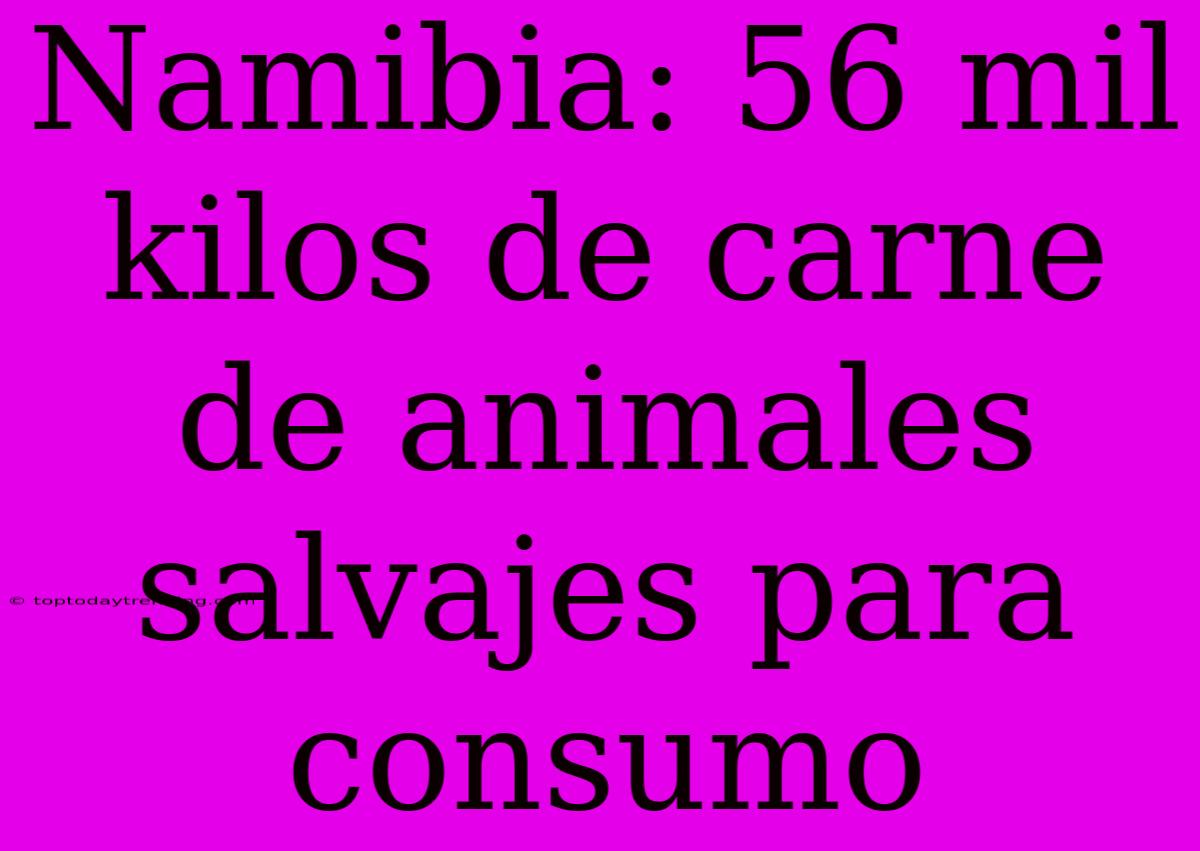 Namibia: 56 Mil Kilos De Carne De Animales Salvajes Para Consumo