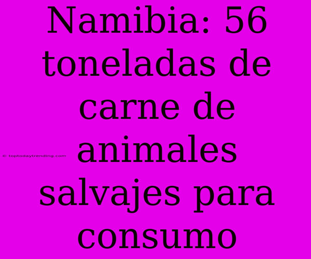 Namibia: 56 Toneladas De Carne De Animales Salvajes Para Consumo