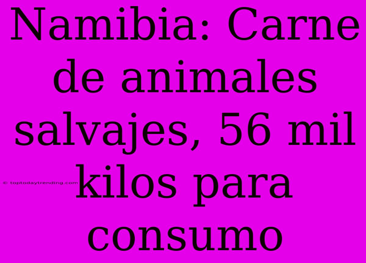 Namibia: Carne De Animales Salvajes, 56 Mil Kilos Para Consumo