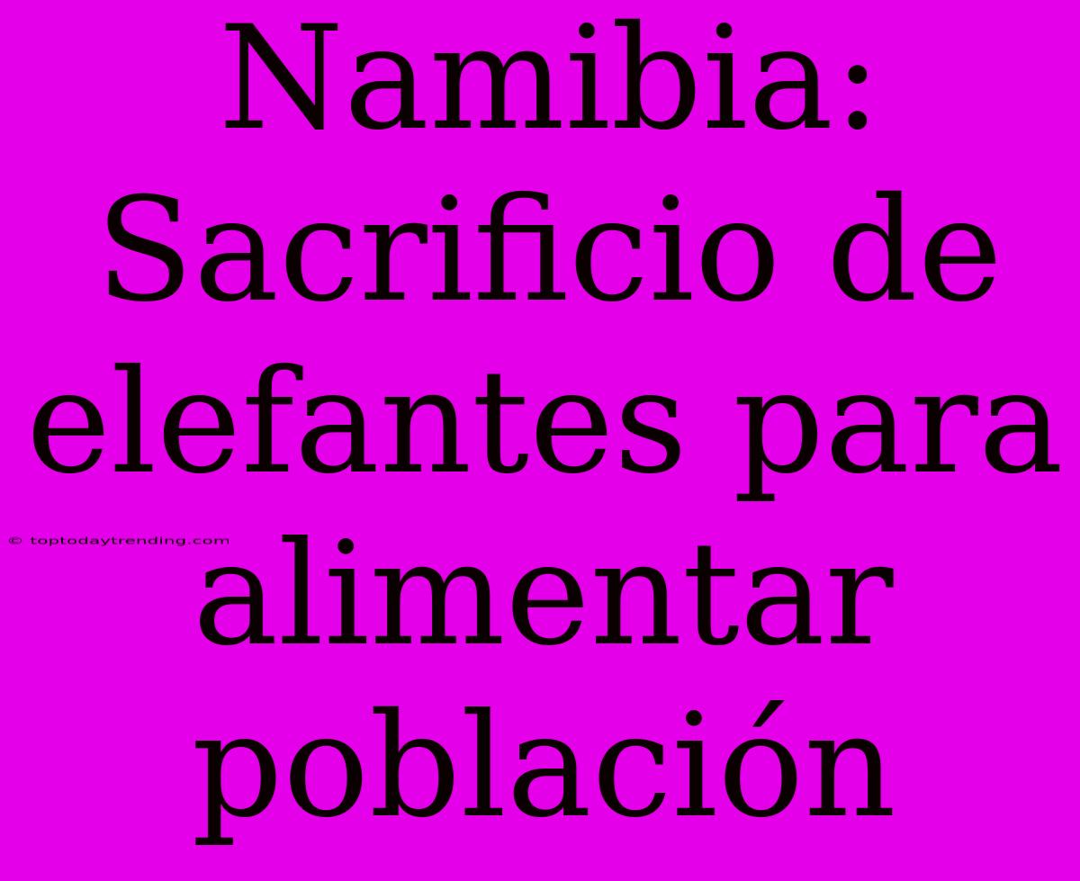 Namibia: Sacrificio De Elefantes Para Alimentar Población