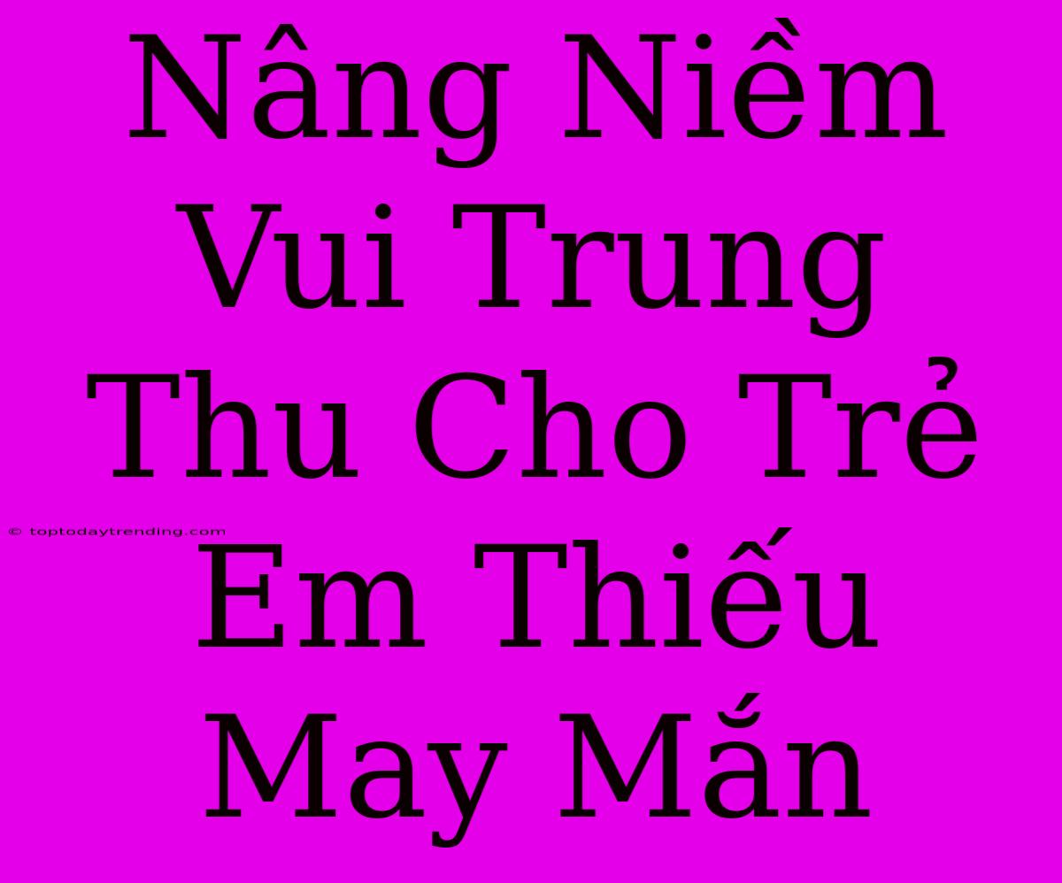 Nâng Niềm Vui Trung Thu Cho Trẻ Em Thiếu May Mắn