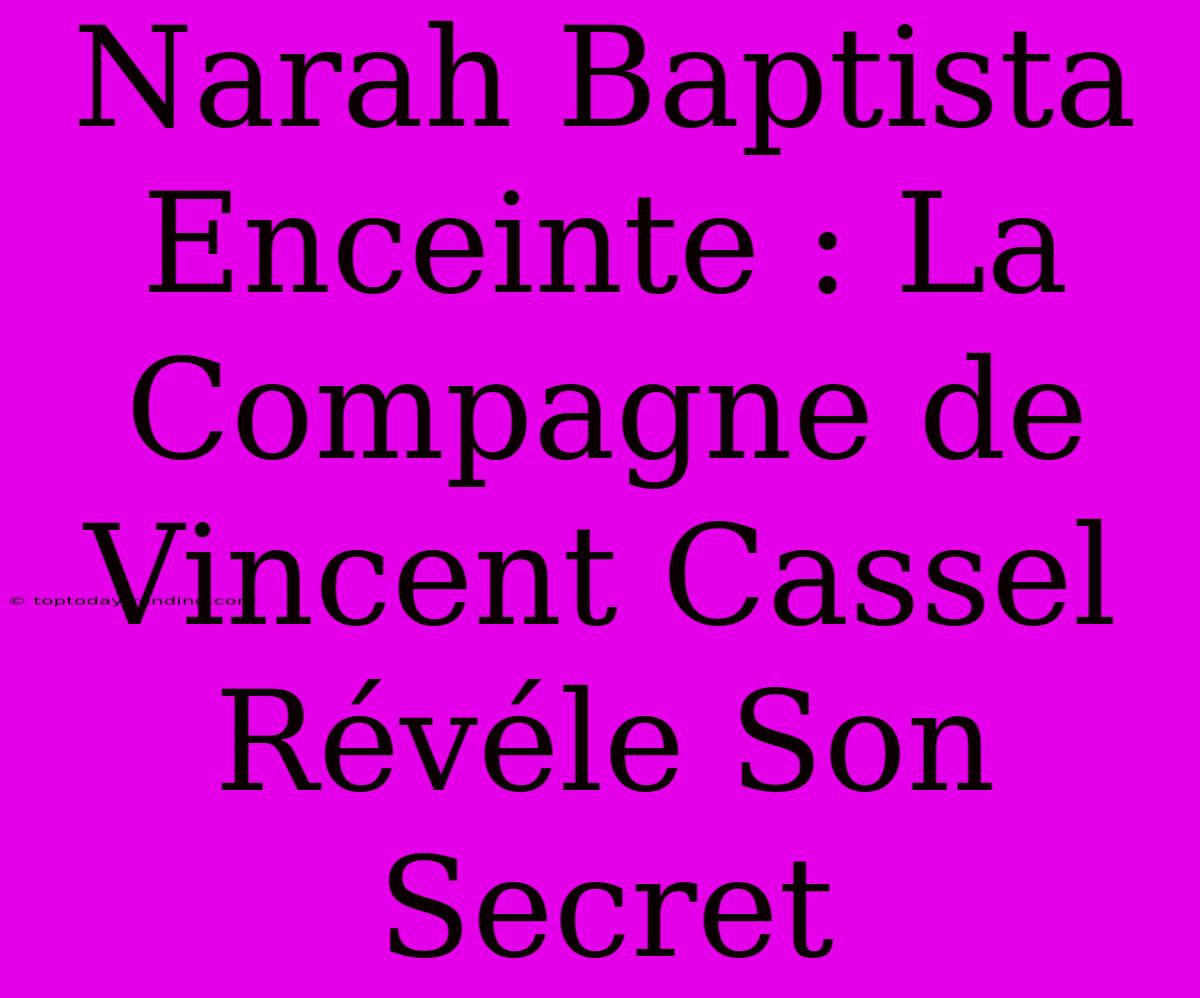 Narah Baptista Enceinte : La Compagne De Vincent Cassel Révéle Son Secret