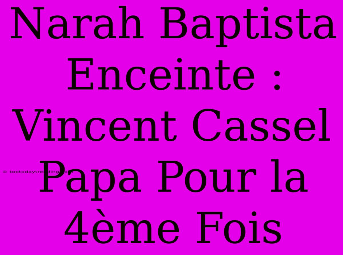 Narah Baptista Enceinte : Vincent Cassel Papa Pour La 4ème Fois