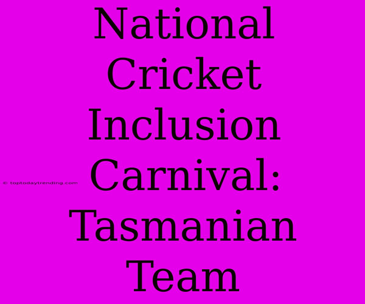 National Cricket Inclusion Carnival: Tasmanian Team