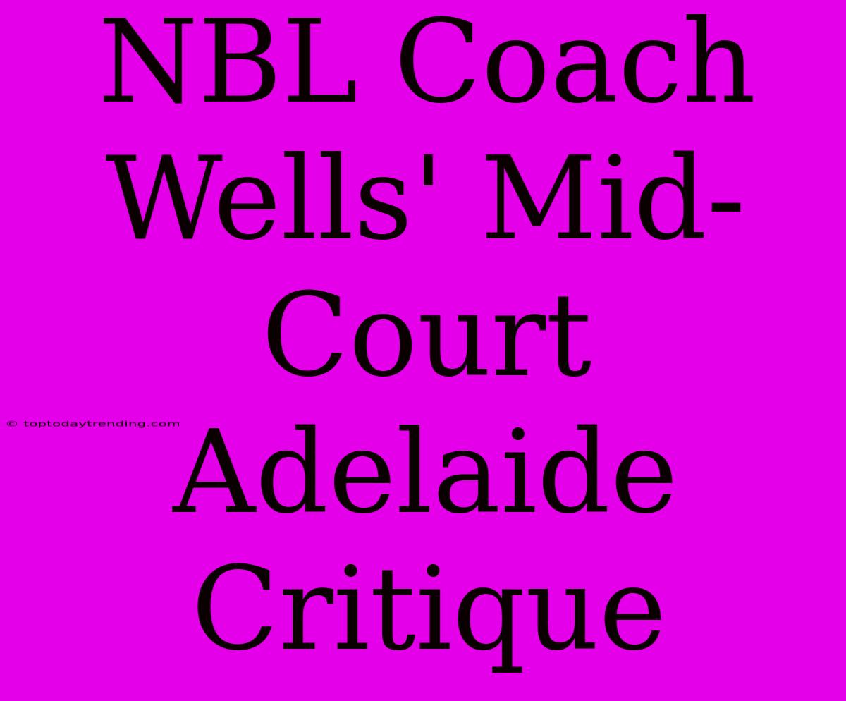 NBL Coach Wells' Mid-Court Adelaide Critique