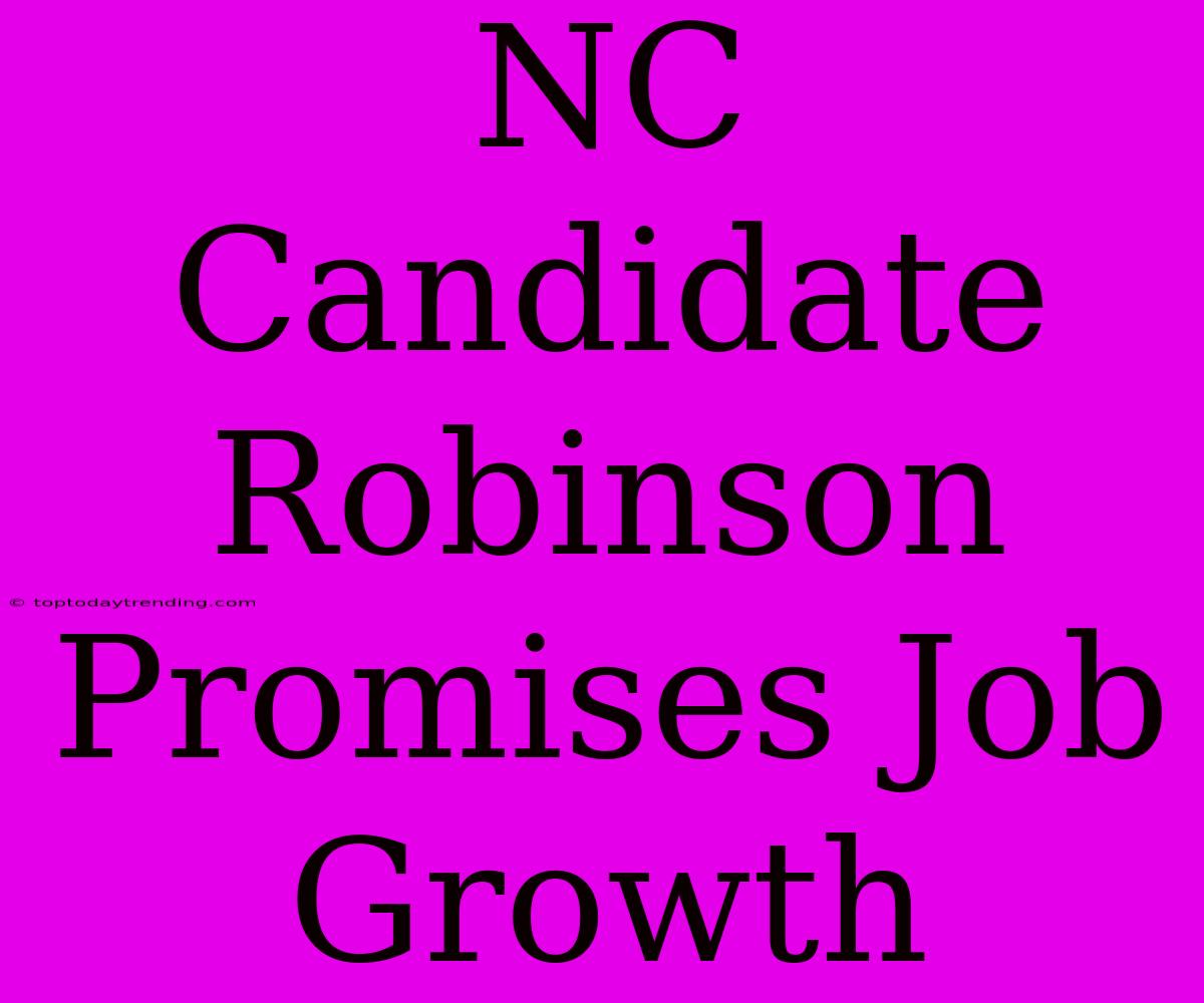 NC Candidate Robinson Promises Job Growth