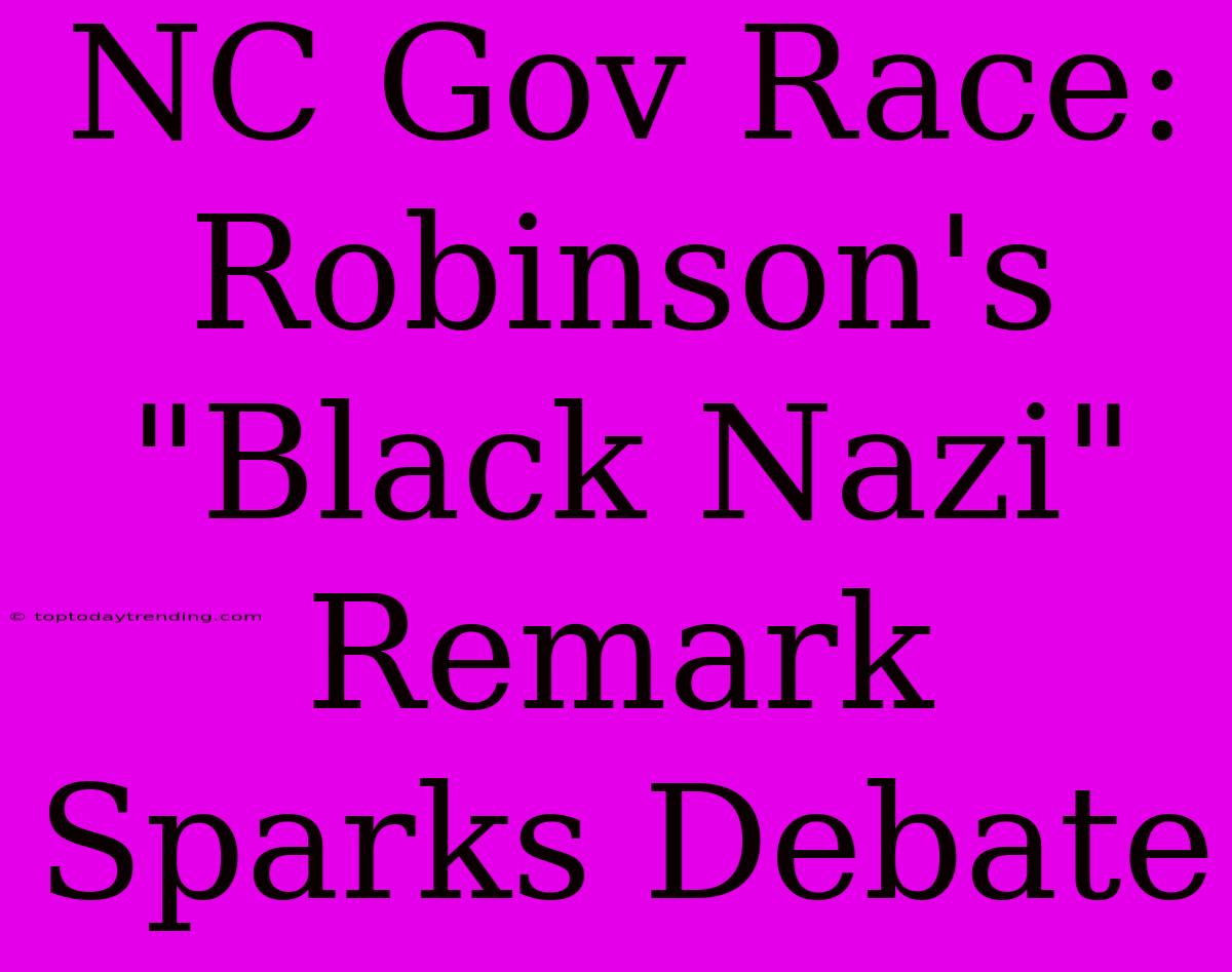 NC Gov Race: Robinson's 