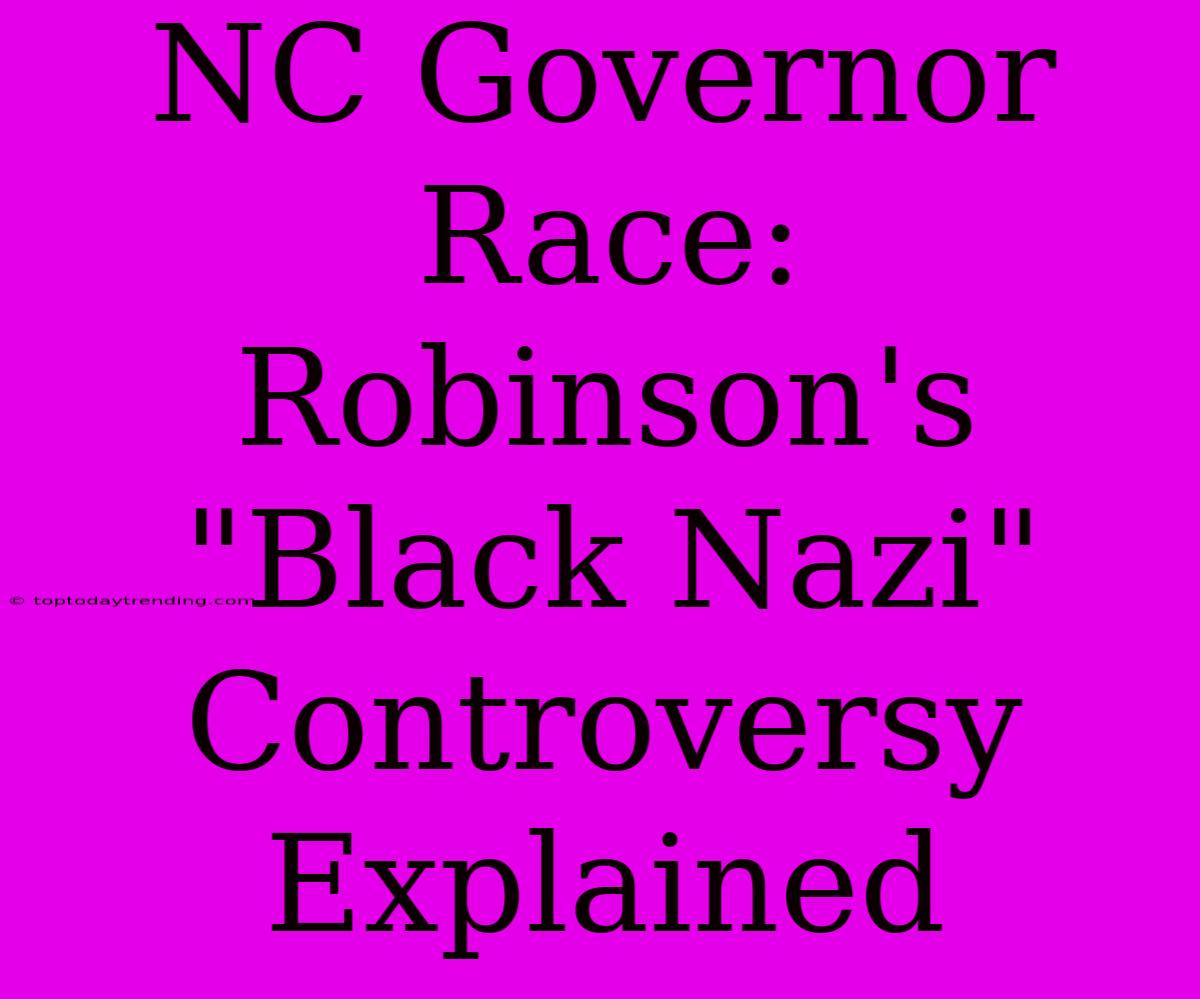 NC Governor Race: Robinson's 