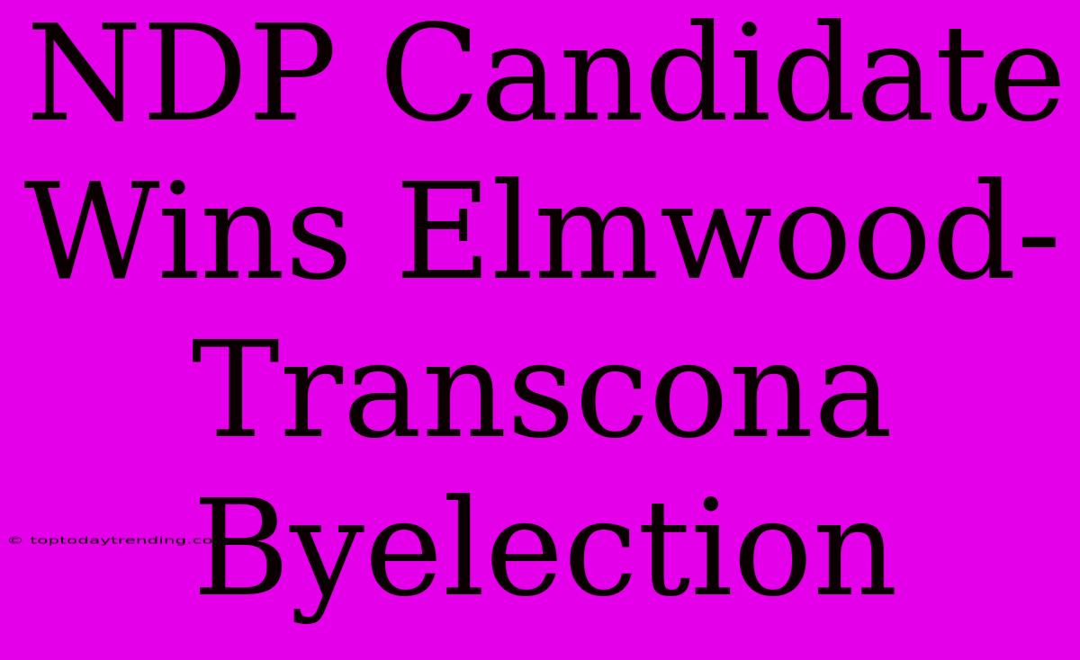 NDP Candidate Wins Elmwood-Transcona Byelection