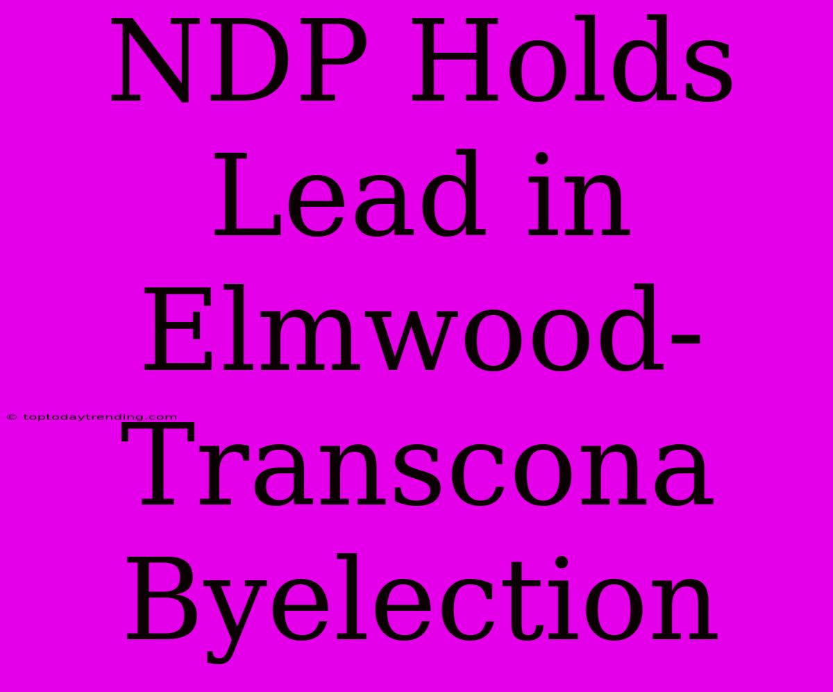 NDP Holds Lead In Elmwood-Transcona Byelection