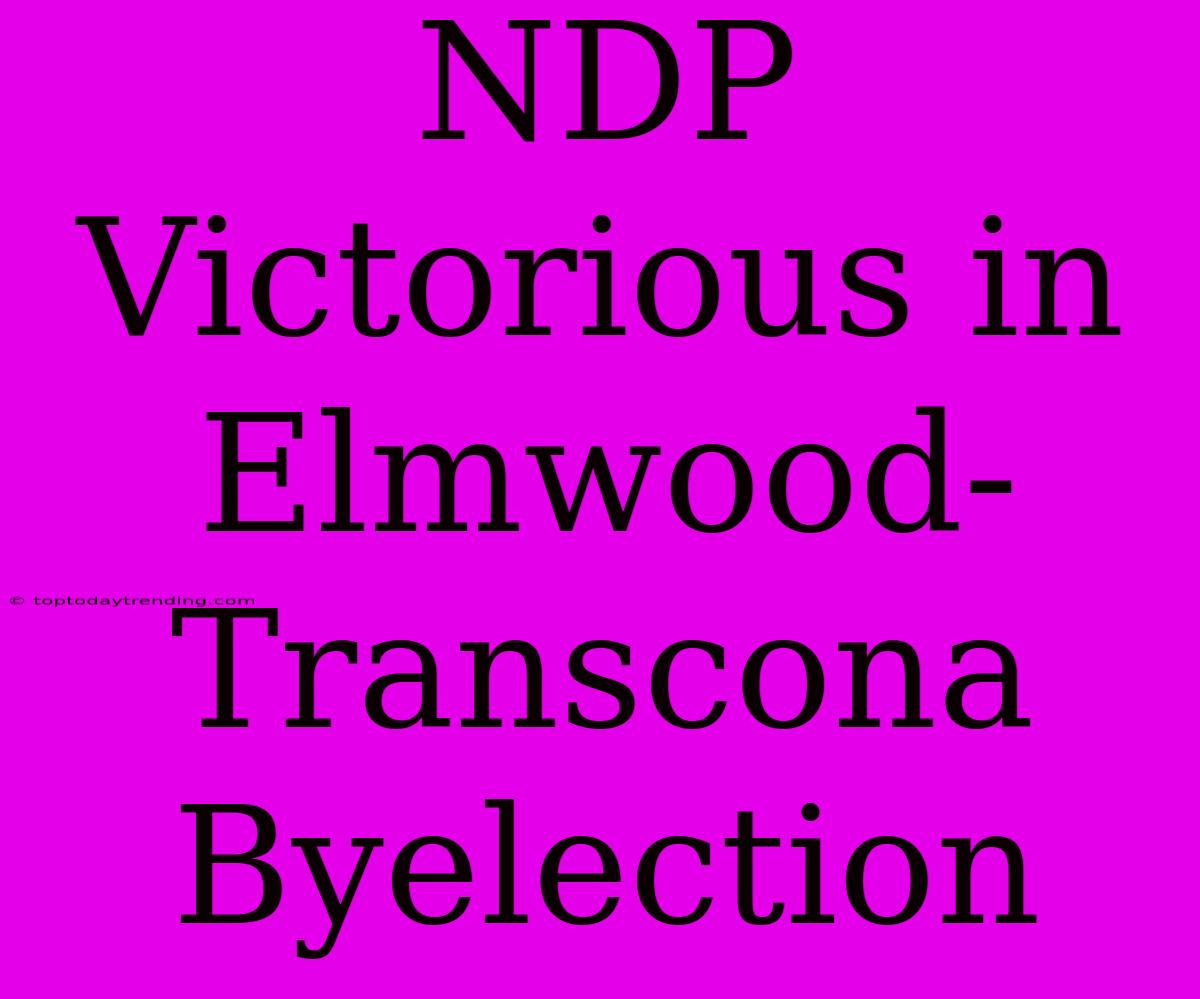 NDP Victorious In Elmwood-Transcona Byelection