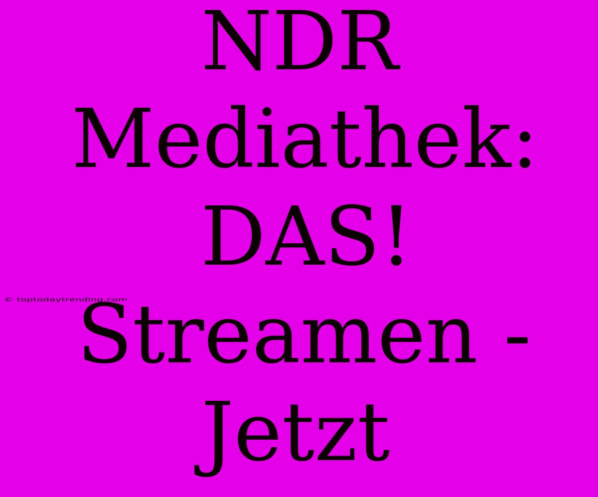 NDR Mediathek: DAS! Streamen - Jetzt