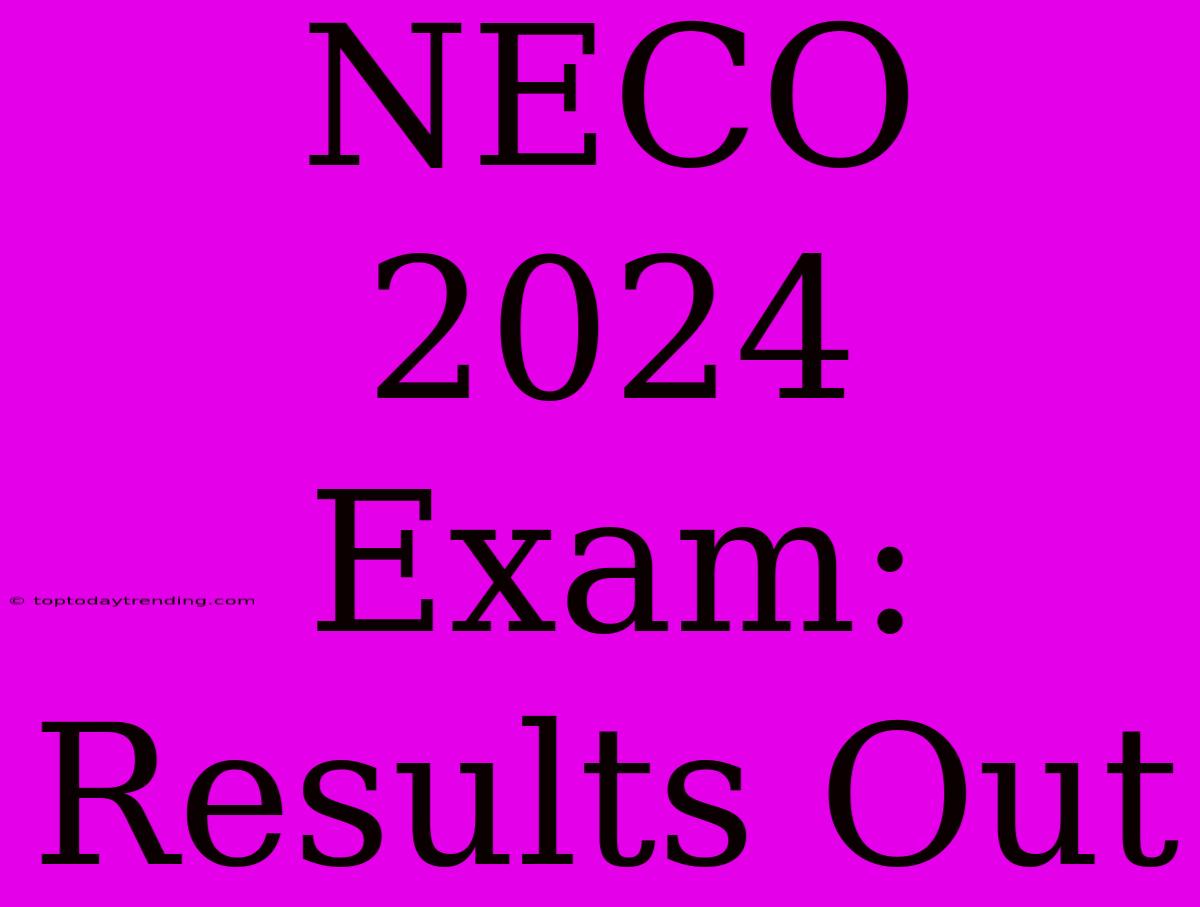 NECO 2024 Exam: Results Out