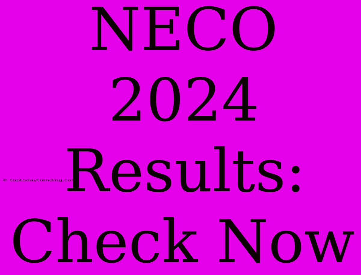 NECO 2024 Results: Check Now