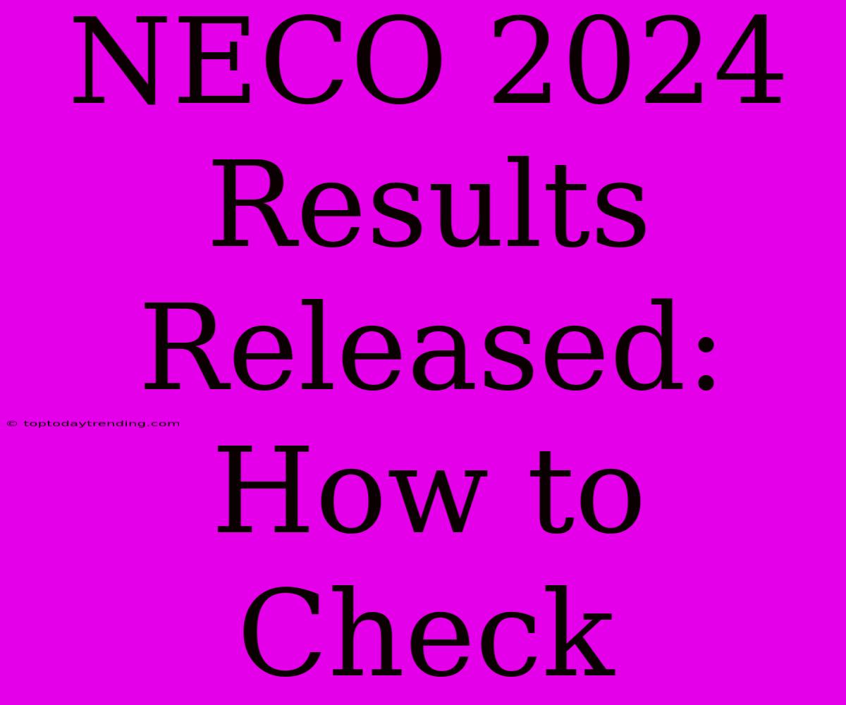 NECO 2024 Results Released: How To Check