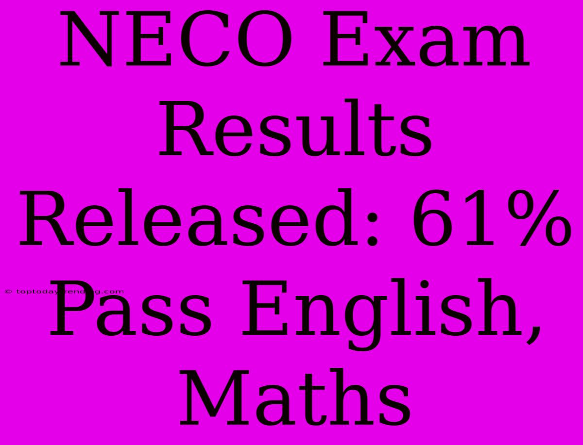 NECO Exam Results Released: 61% Pass English, Maths