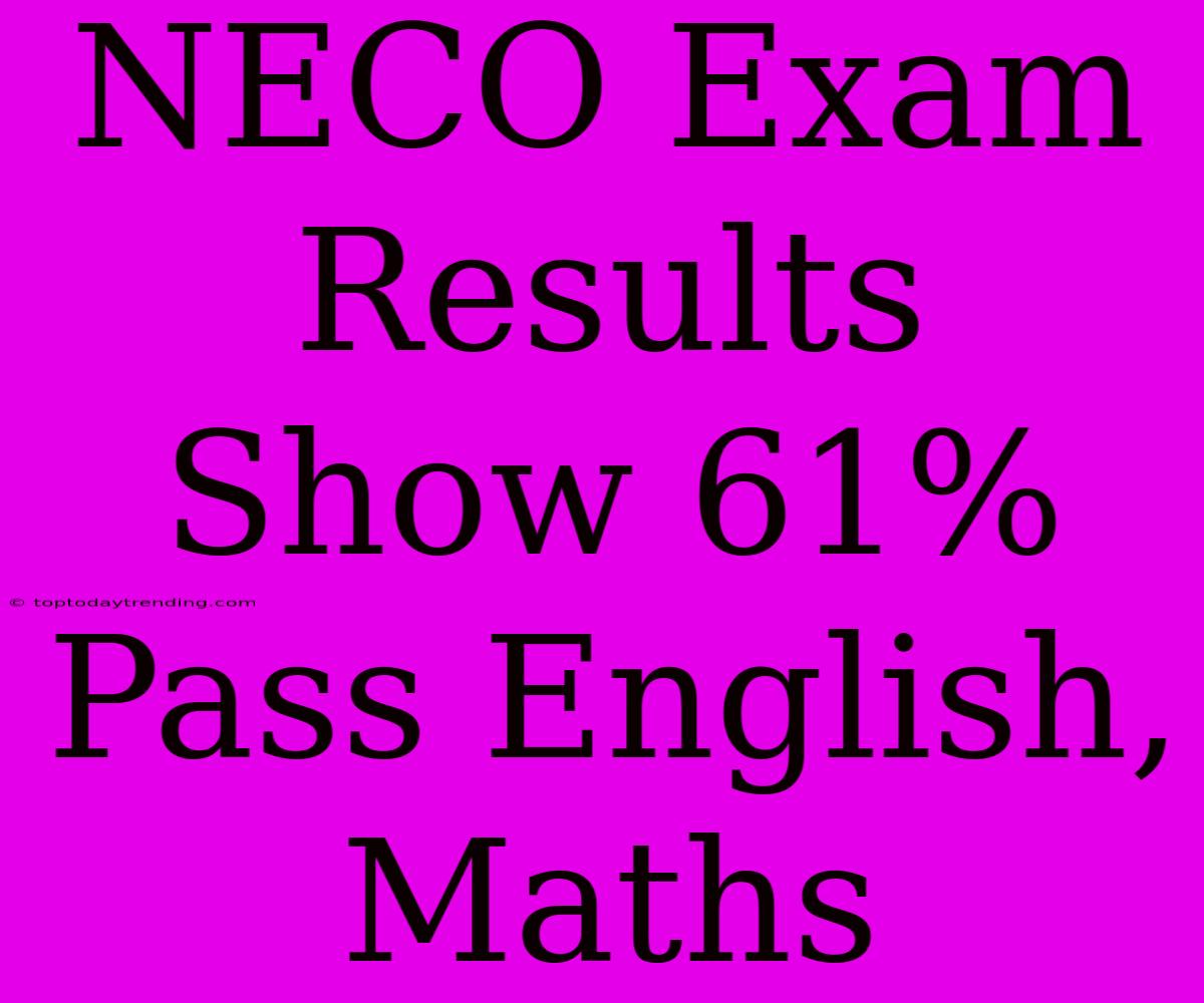 NECO Exam Results Show 61% Pass English, Maths