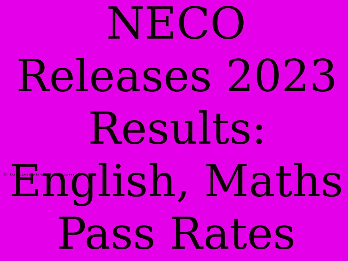 NECO Releases 2023 Results: English, Maths Pass Rates